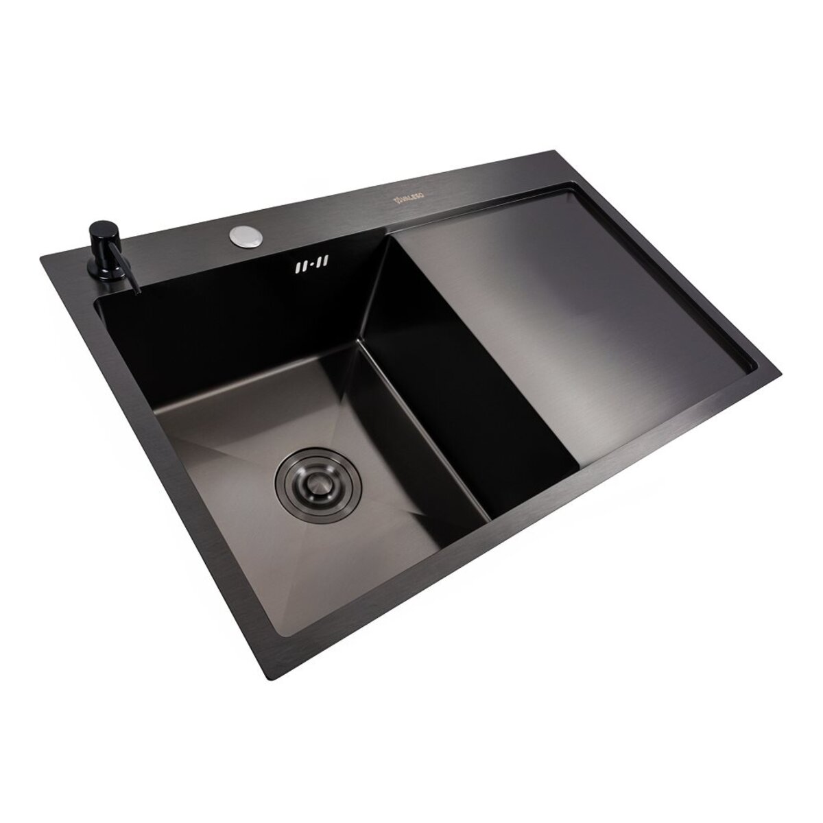 Кухонна мийка CM 78*50 L чорна PVD VALESO Handmade (круглий сифон 3,0/0,8) 2